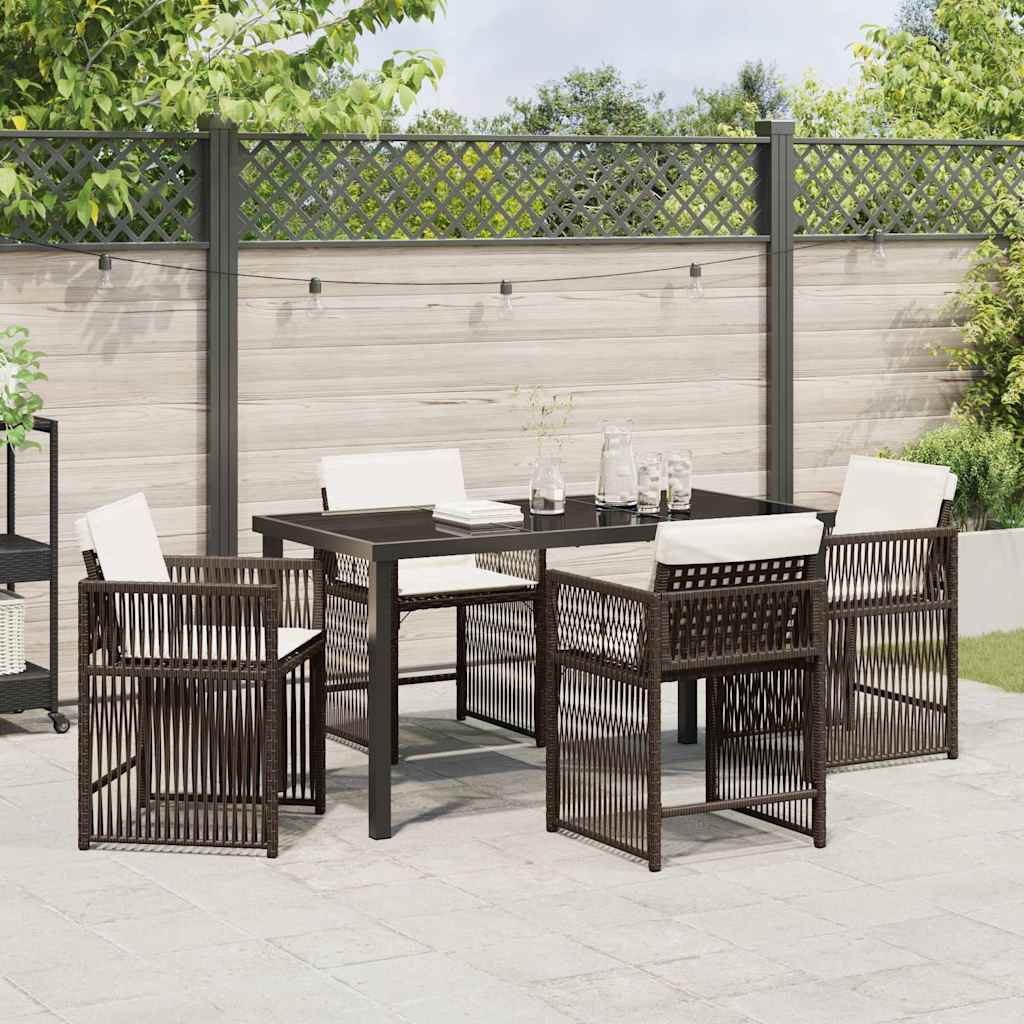 Have Spisebordssæt 5 pcs Brun polyrattan