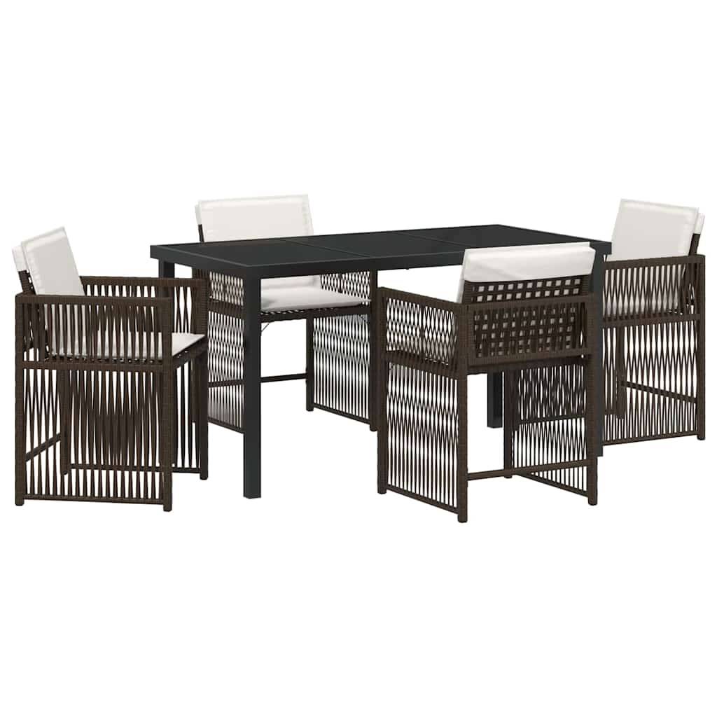 Have Spisebordssæt 5 pcs Brun polyrattan