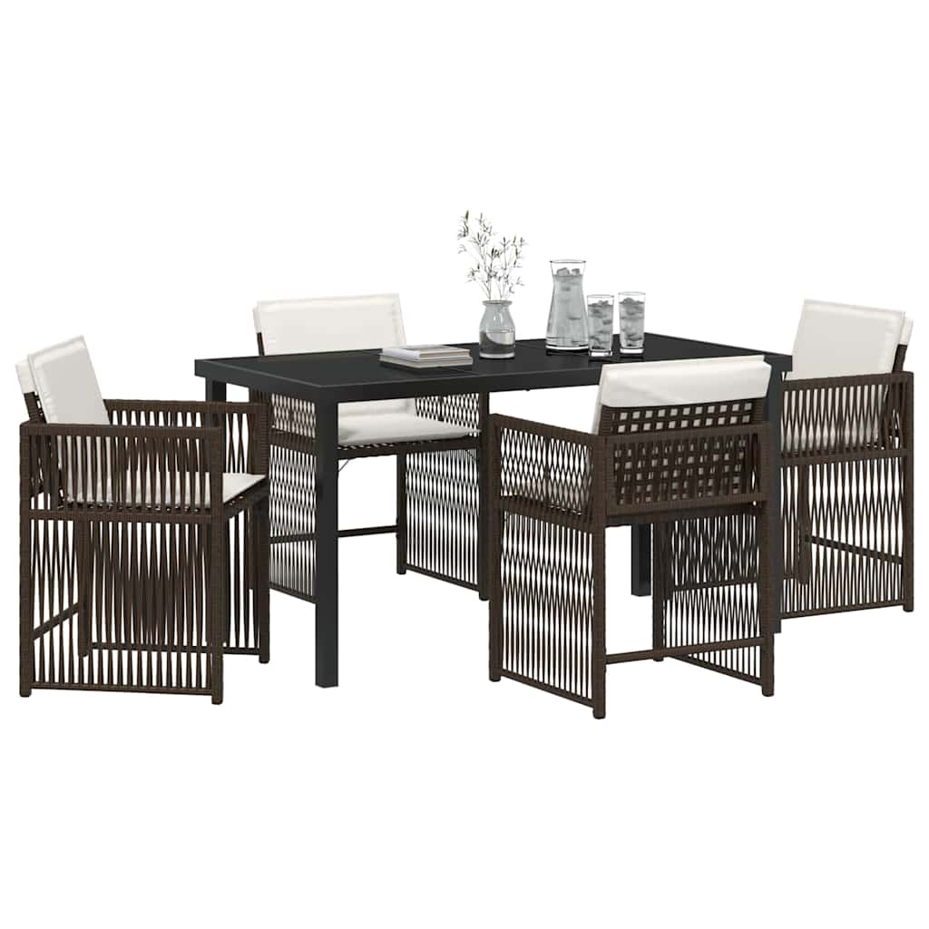 Have Spisebordssæt 5 pcs Brun polyrattan