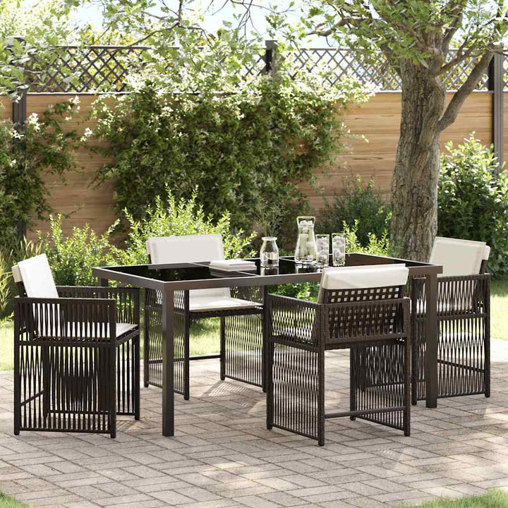 Have Spisebordssæt 5 pcs Brun polyrattan