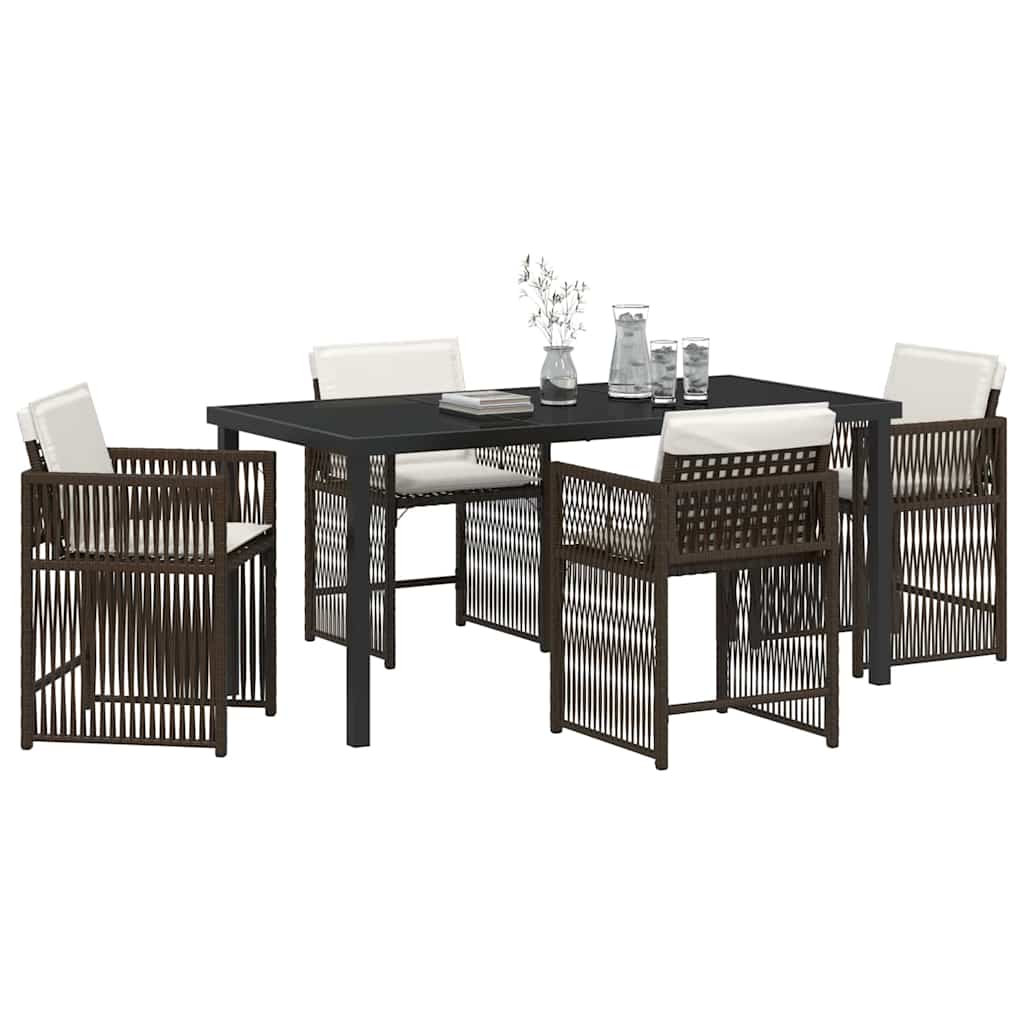 Have Spisebordssæt 5 pcs Brun polyrattan