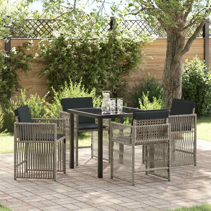Have Spisebordssæt 5 pcs Lysegrå polyrattan