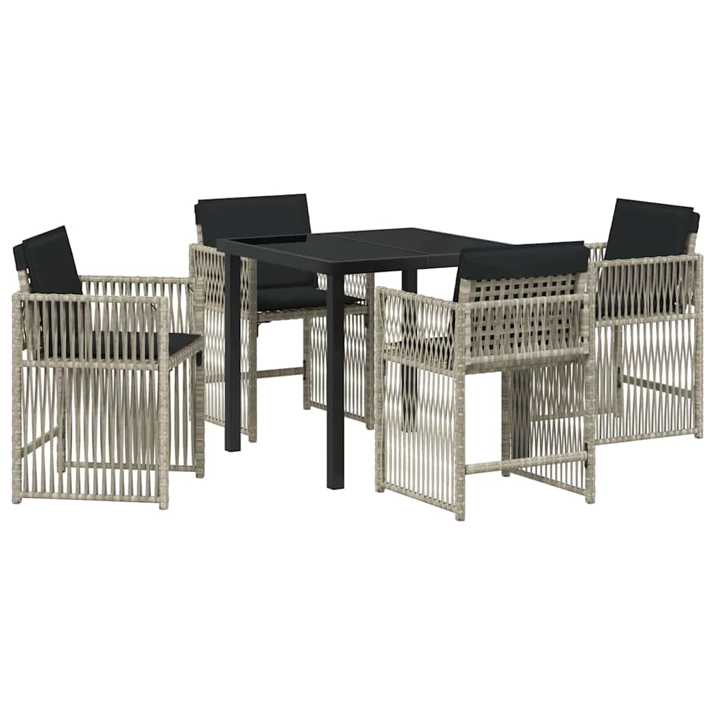 Have Spisebordssæt 5 pcs Lysegrå polyrattan