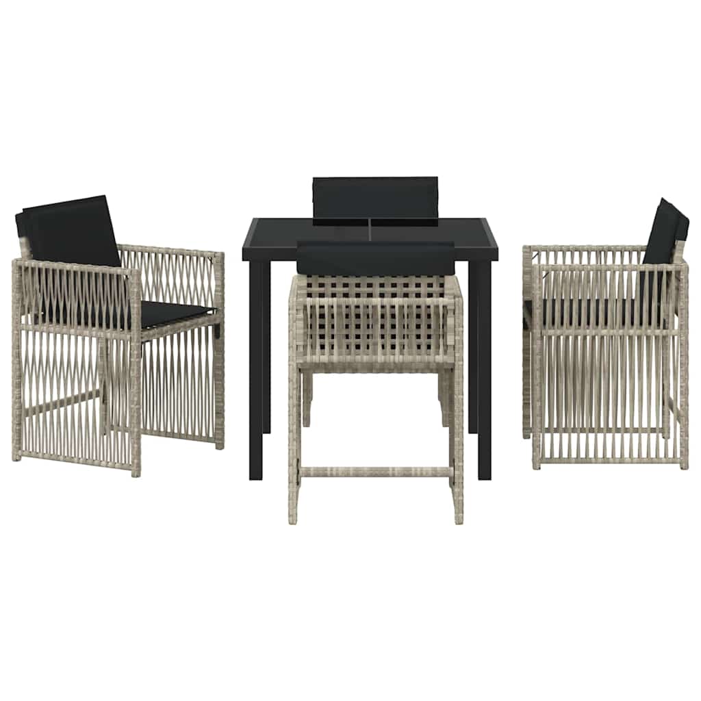 Have Spisebordssæt 5 pcs Lysegrå polyrattan