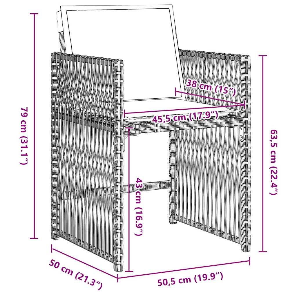 Have Spisebordssæt 5 pcs Lysegrå polyrattan