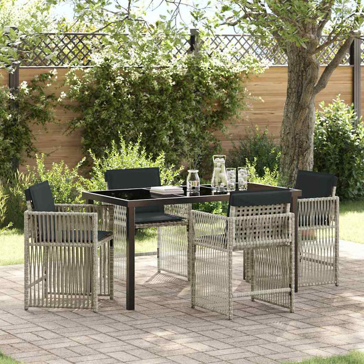 Have Spisebordssæt 5 pcs Lysegrå polyrattan