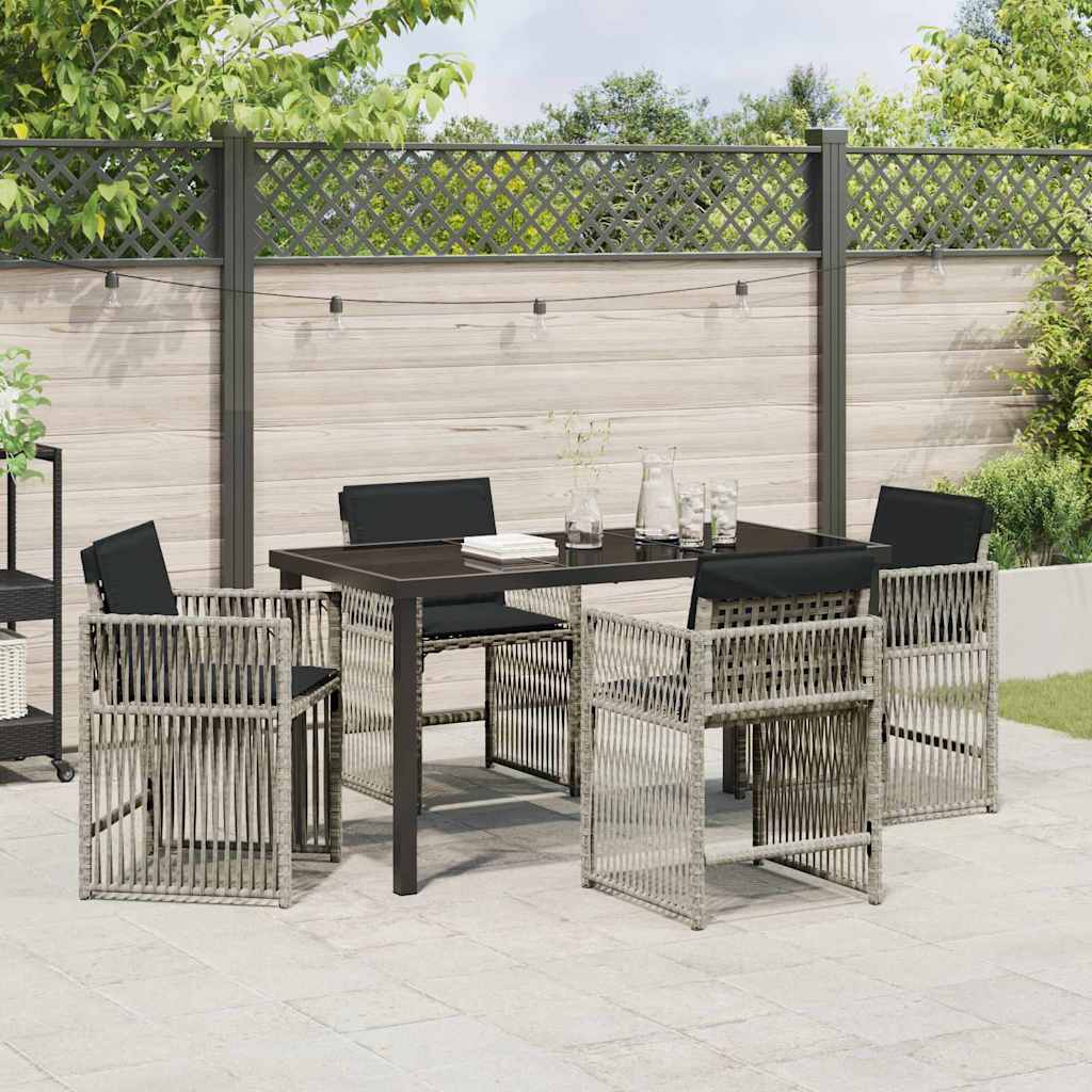 Have Spisebordssæt 5 pcs Lysegrå polyrattan