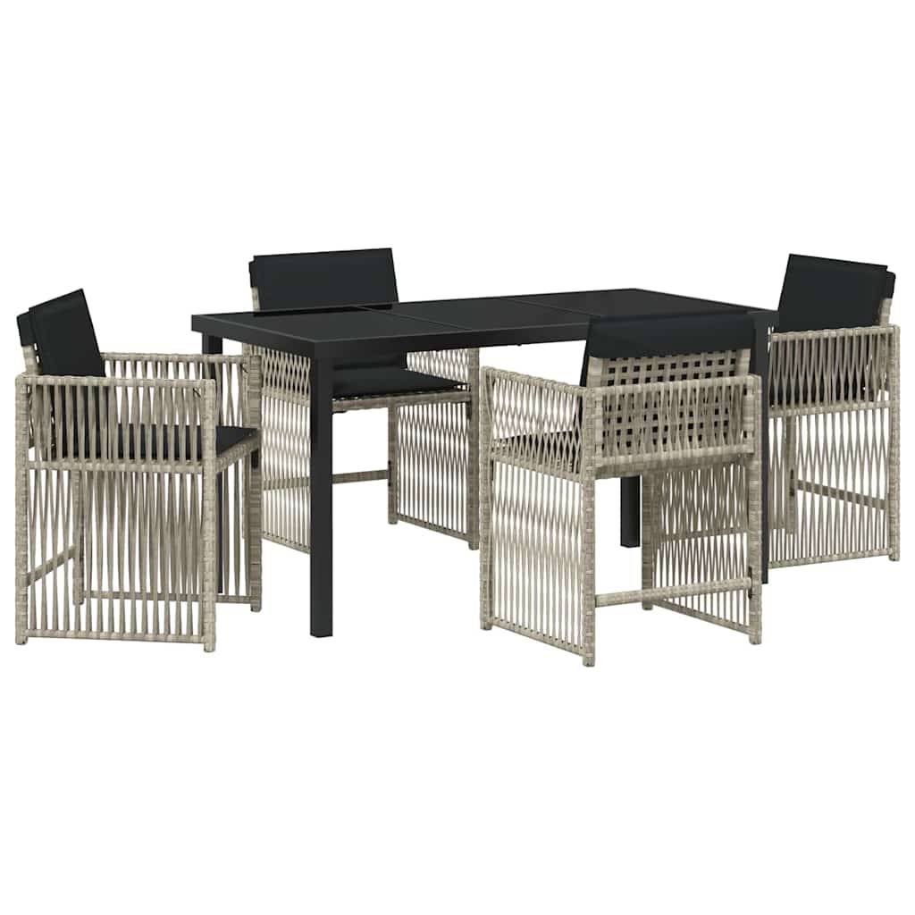 Have Spisebordssæt 5 pcs Lysegrå polyrattan