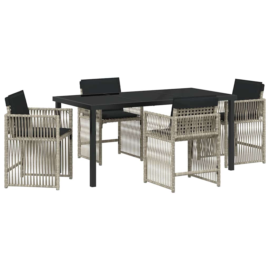 Have Spisebordssæt 5 pcs Lysegrå polyrattan