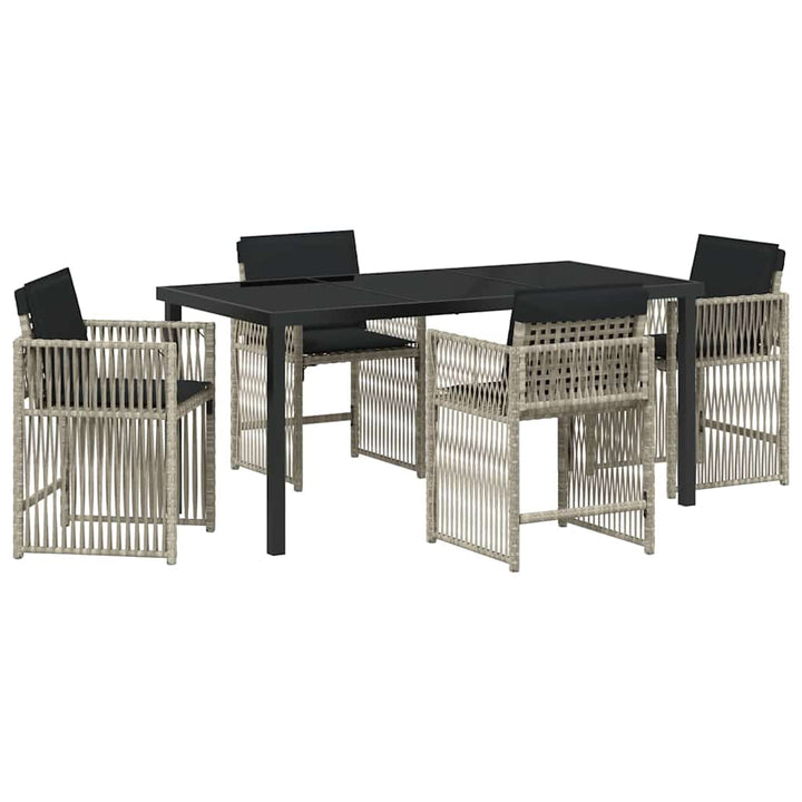 Have Spisebordssæt 5 pcs Lysegrå polyrattan
