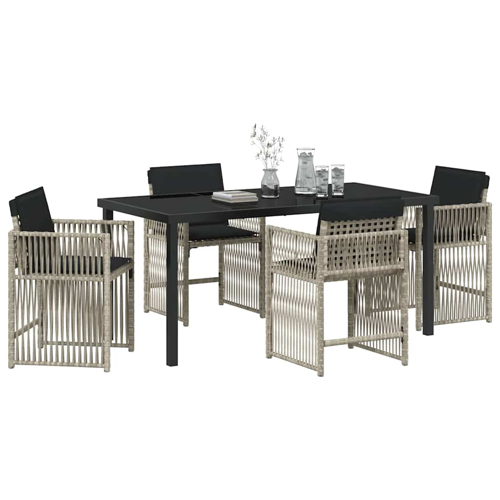 Have Spisebordssæt 5 pcs Lysegrå polyrattan
