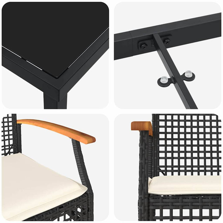 Have Spisebordssæt 3 pcs Sort polyrattan
