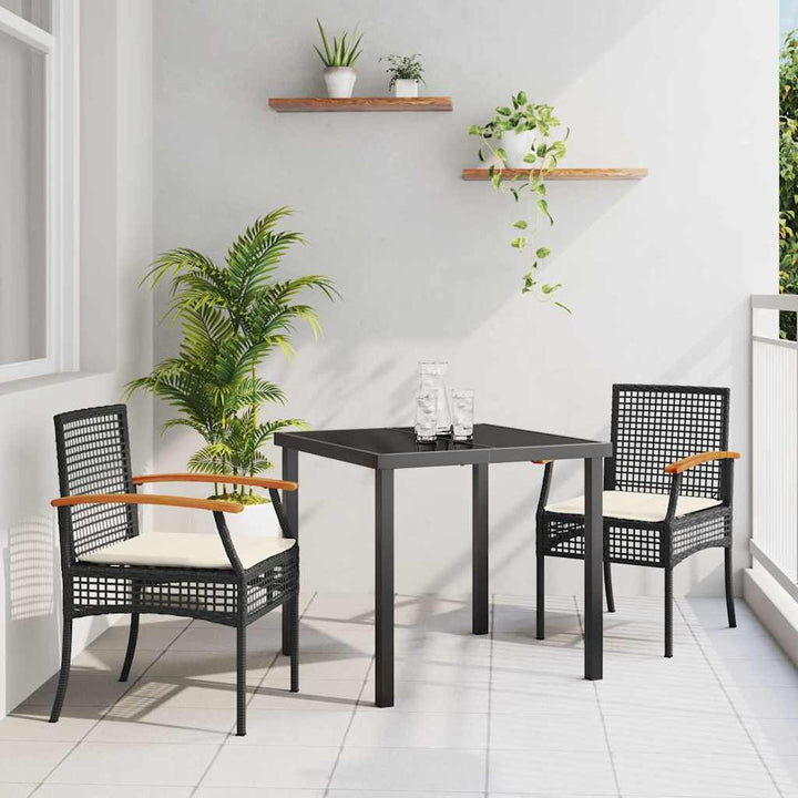 Have Spisebordssæt 3 pcs Sort polyrattan