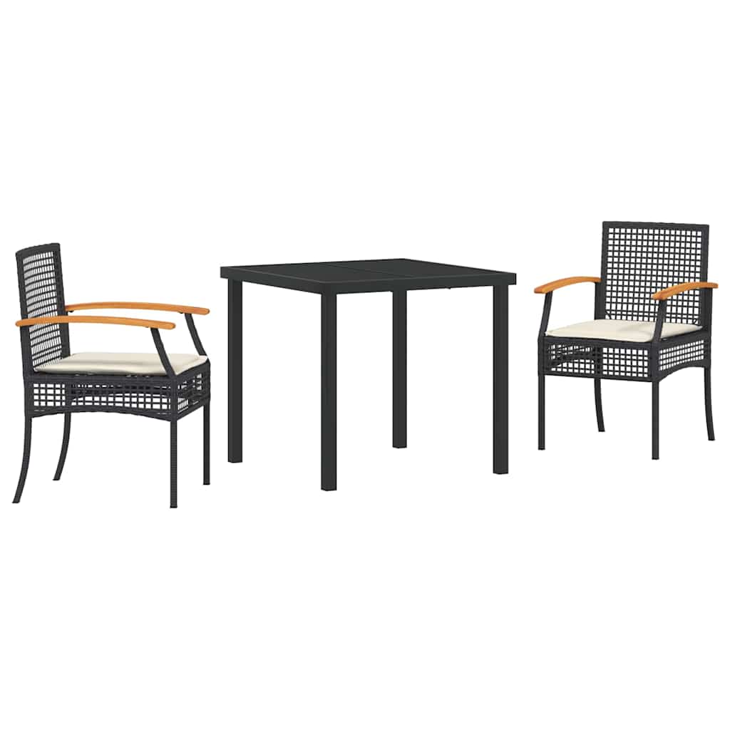 Have Spisebordssæt 3 pcs Sort polyrattan