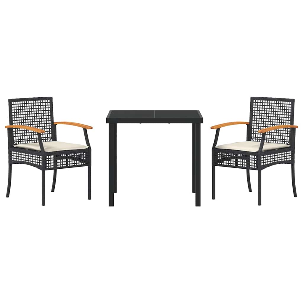 Have Spisebordssæt 3 pcs Sort polyrattan