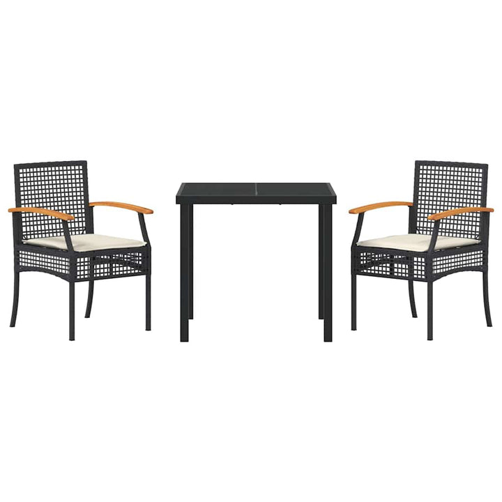 Have Spisebordssæt 3 pcs Sort polyrattan