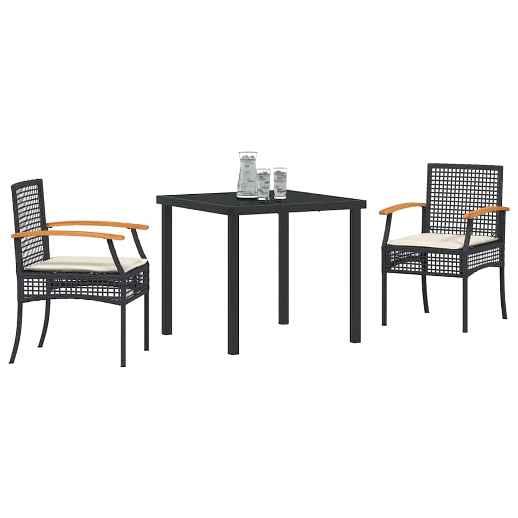 Have Spisebordssæt 3 pcs Sort polyrattan
