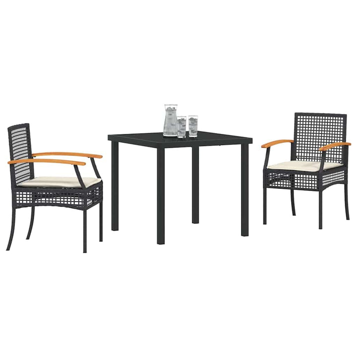 Have Spisebordssæt 3 pcs Sort polyrattan