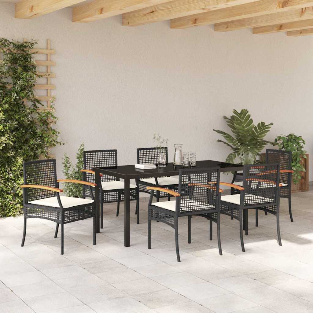 Have Spisebordssæt 7 pcs Sort polyrattan