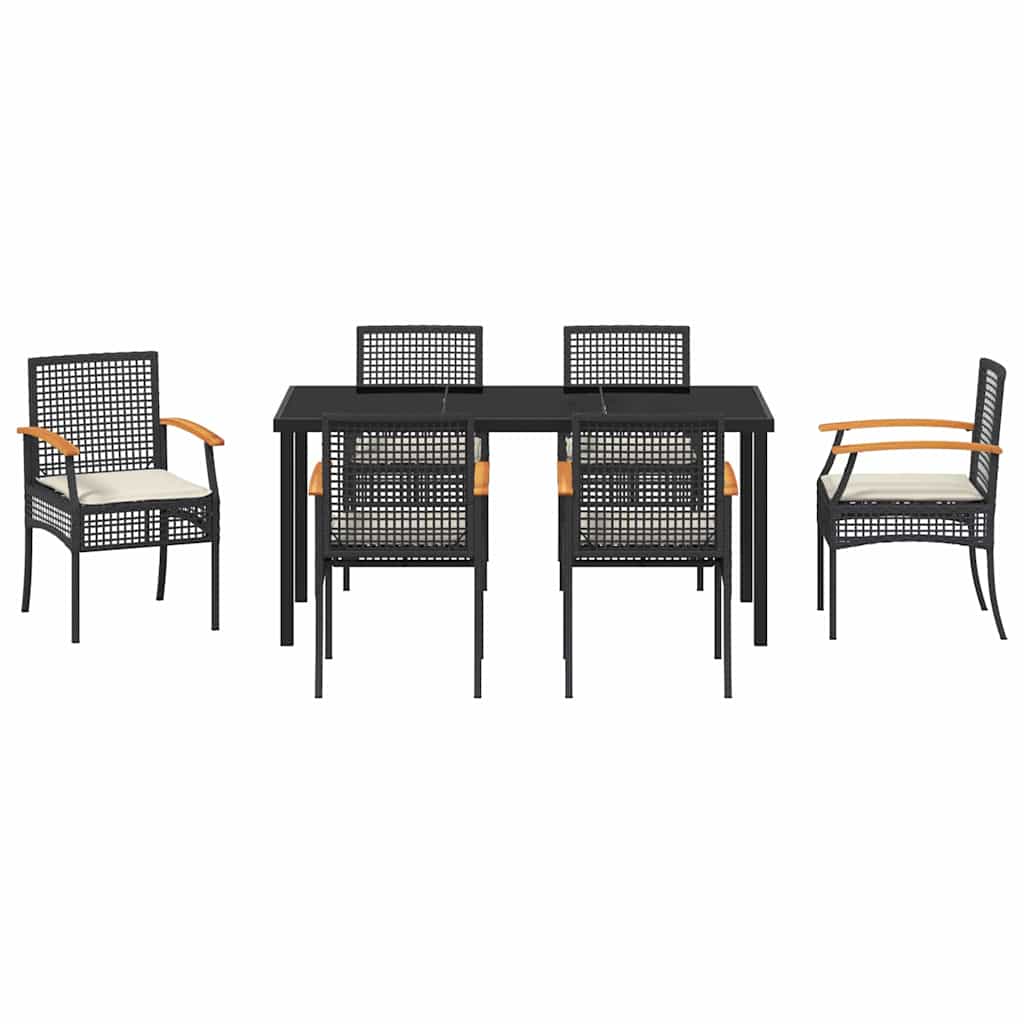 Have Spisebordssæt 7 pcs Sort polyrattan