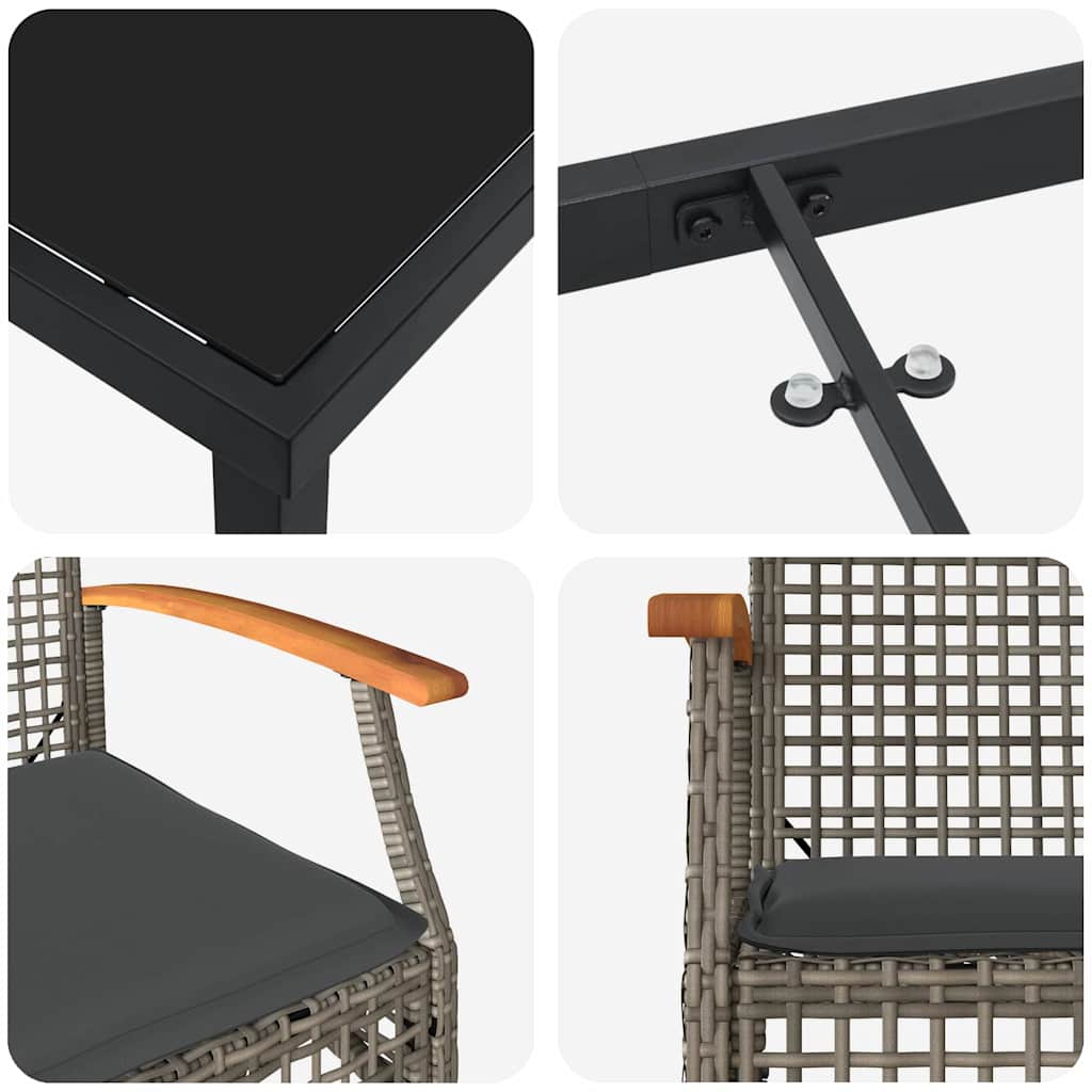 Have Spisebordssæt 3 pcs Grå polyrattan