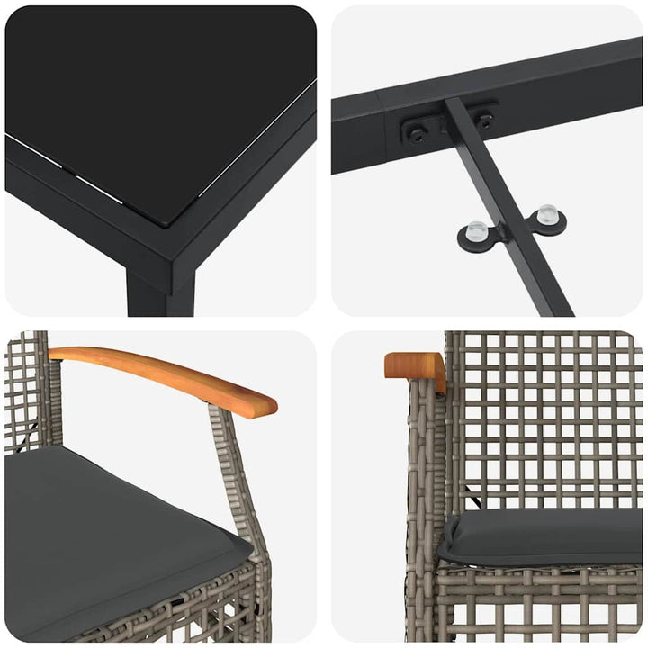 Have Spisebordssæt 3 pcs Grå polyrattan