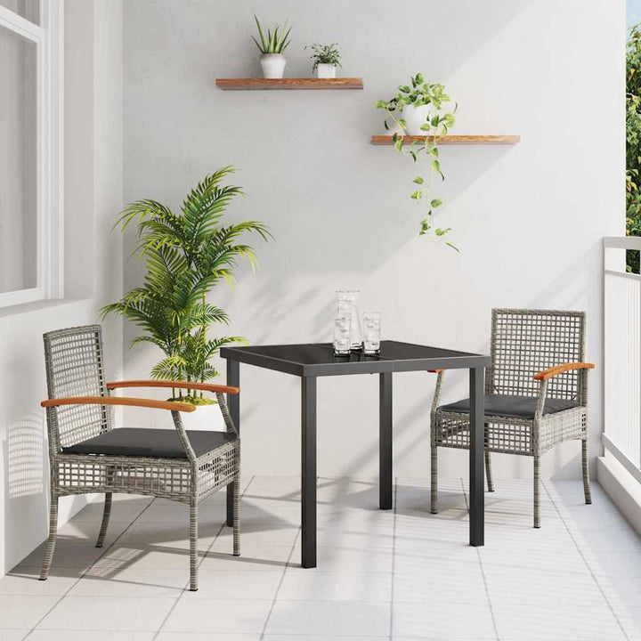 Have Spisebordssæt 3 pcs Grå polyrattan