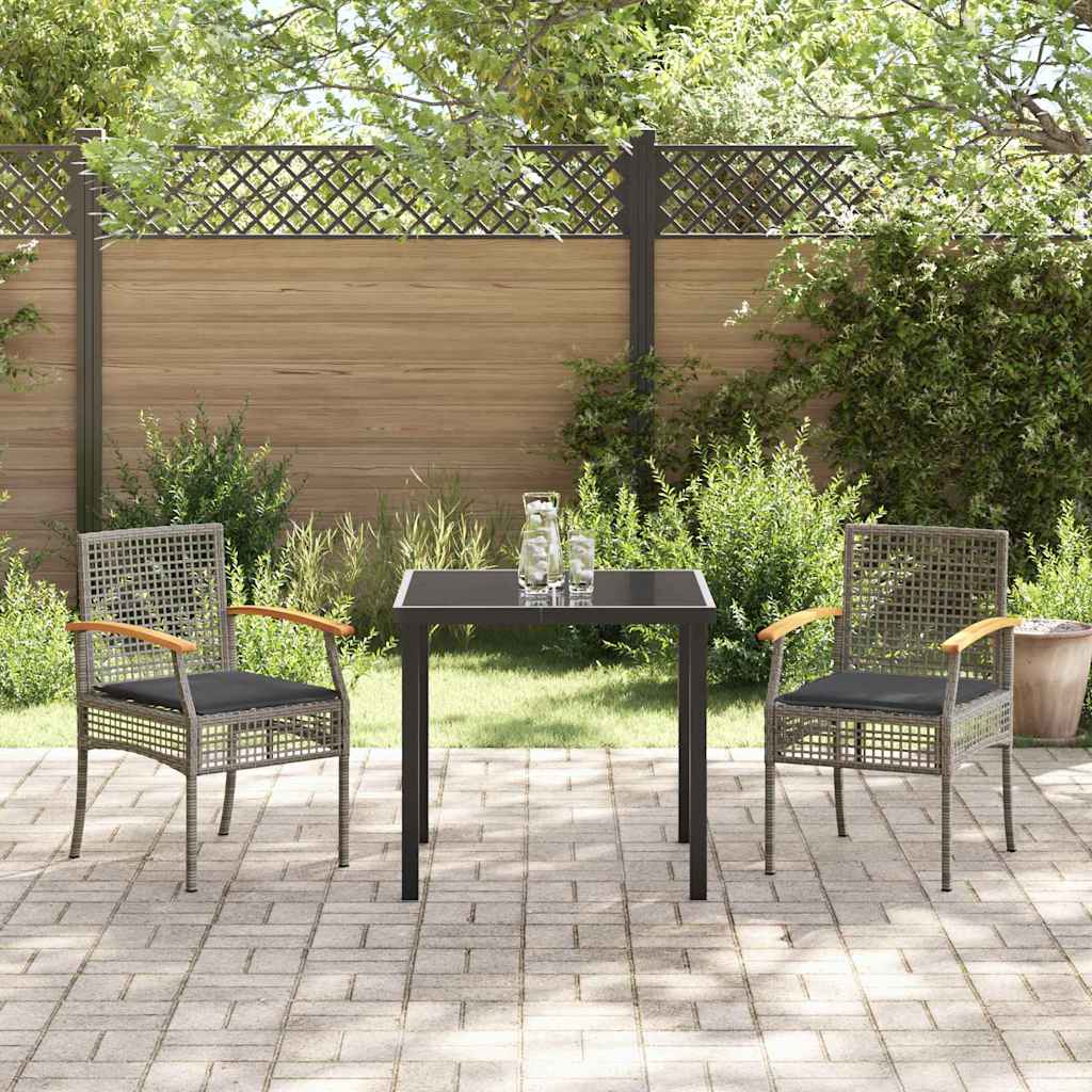 Have Spisebordssæt 3 pcs Grå polyrattan