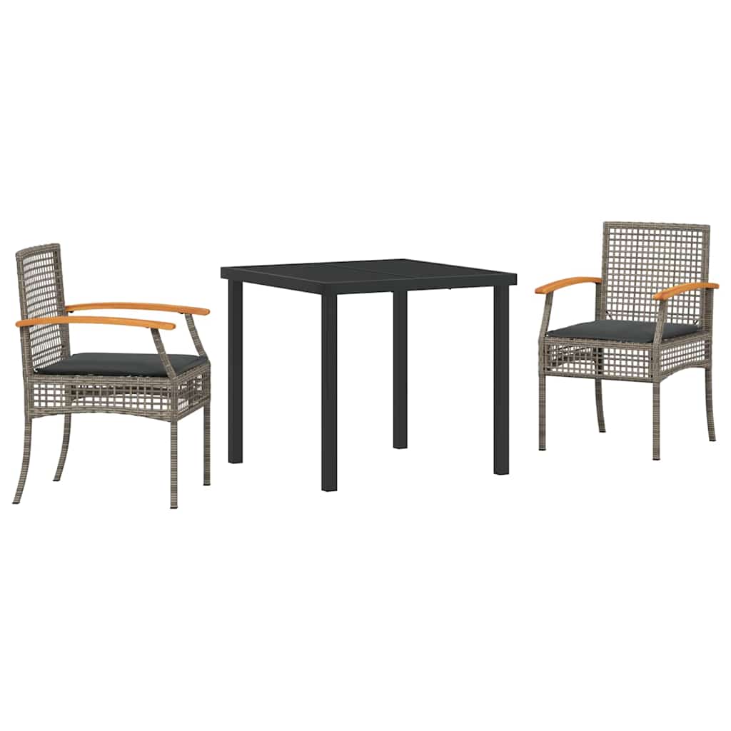 Have Spisebordssæt 3 pcs Grå polyrattan