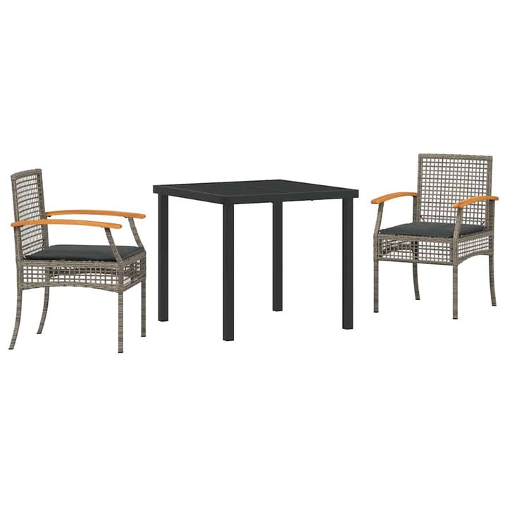 Have Spisebordssæt 3 pcs Grå polyrattan