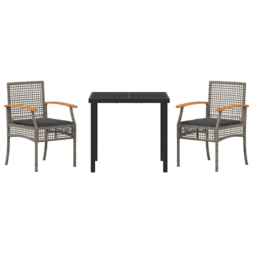 Have Spisebordssæt 3 pcs Grå polyrattan