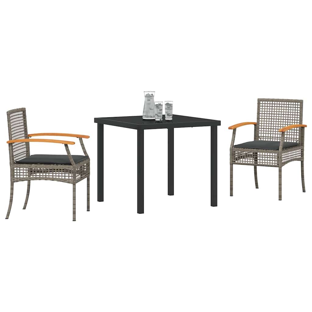 Have Spisebordssæt 3 pcs Grå polyrattan