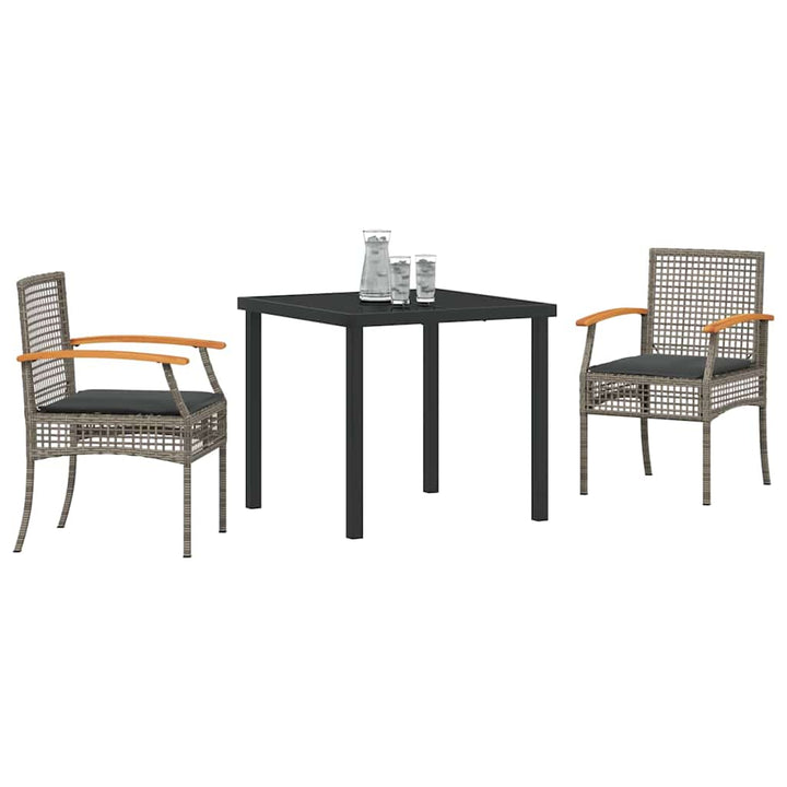 Have Spisebordssæt 3 pcs Grå polyrattan