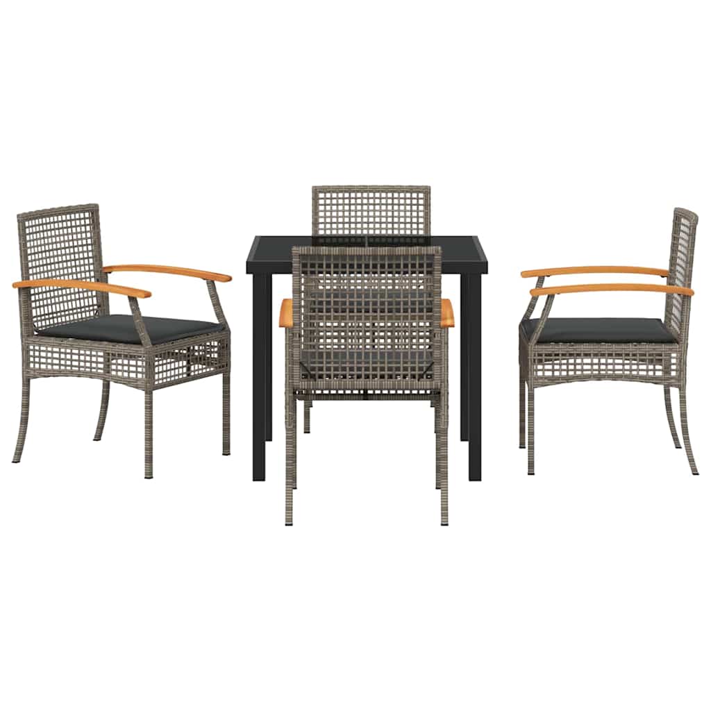 Have Spisebordssæt 5 pcs Grå polyrattan