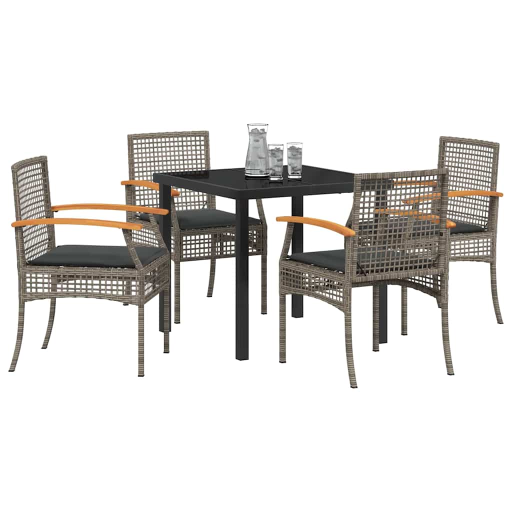 Have Spisebordssæt 5 pcs Grå polyrattan