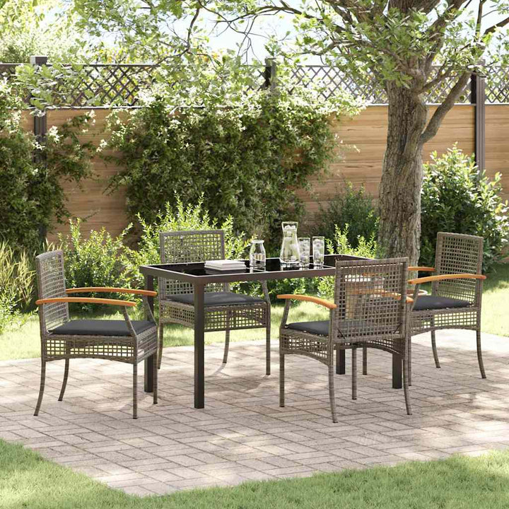 Have Spisebordssæt 5 pcs Grå polyrattan