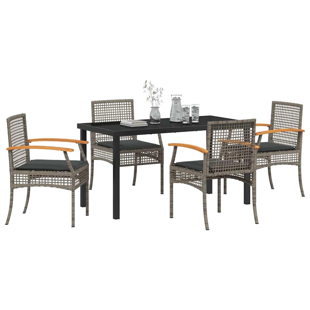 Have Spisebordssæt 5 pcs Grå polyrattan