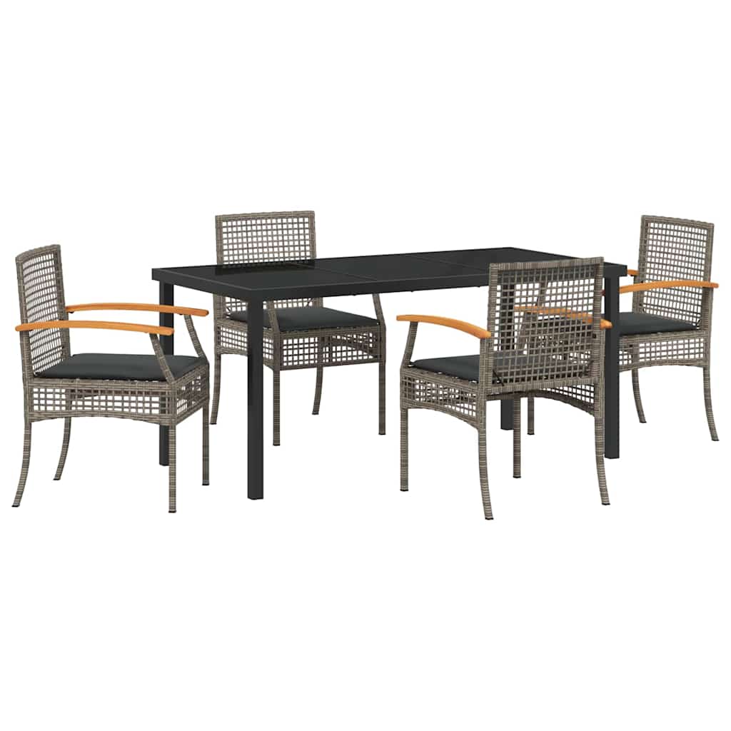 Have Spisebordssæt 5 pcs Grå polyrattan