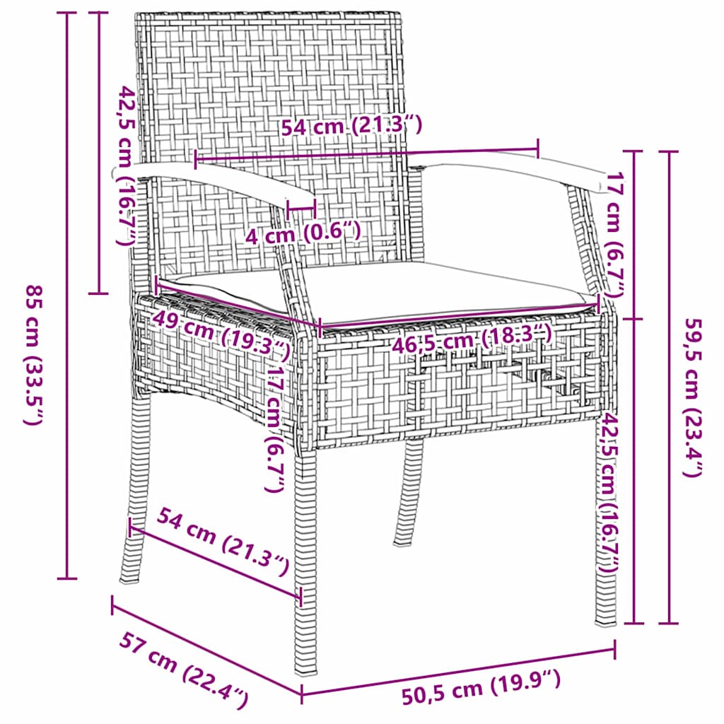 Have Spisebordssæt 3 pcs Beige polyrattan
