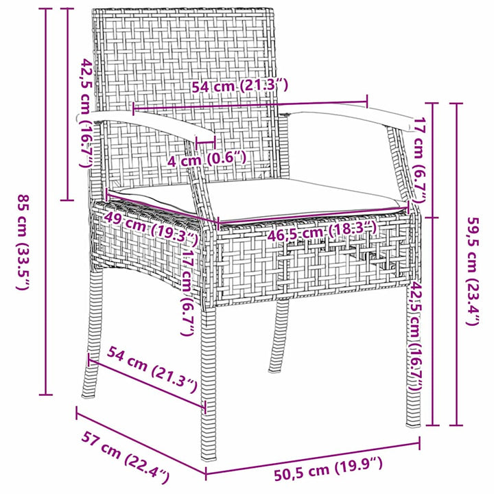 Have Spisebordssæt 3 pcs Beige polyrattan
