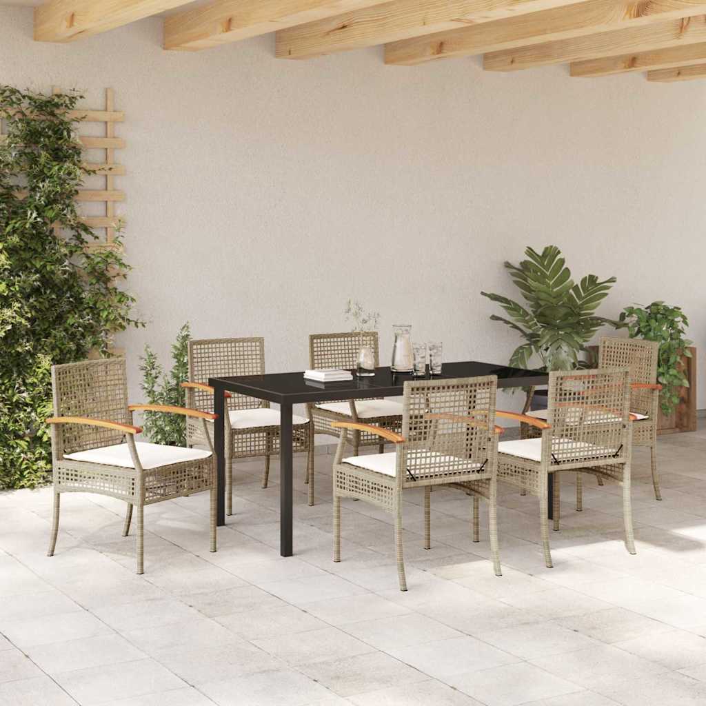 Have Spisebordssæt 7 pcs Beige polyrattan