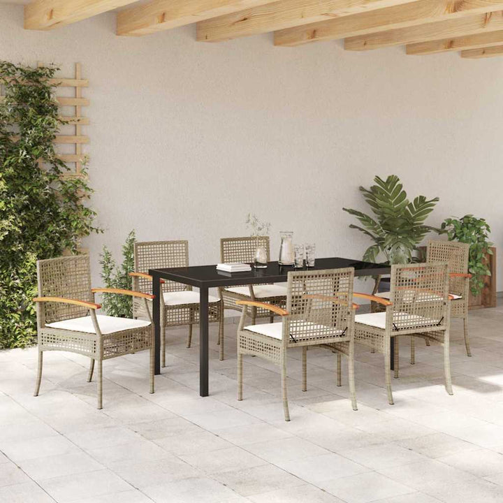 Have Spisebordssæt 7 pcs Beige polyrattan