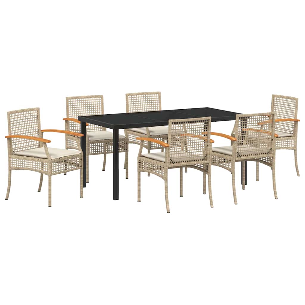Have Spisebordssæt 7 pcs Beige polyrattan