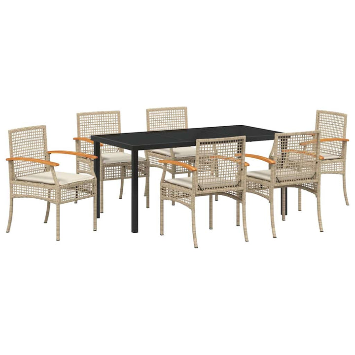 Have Spisebordssæt 7 pcs Beige polyrattan