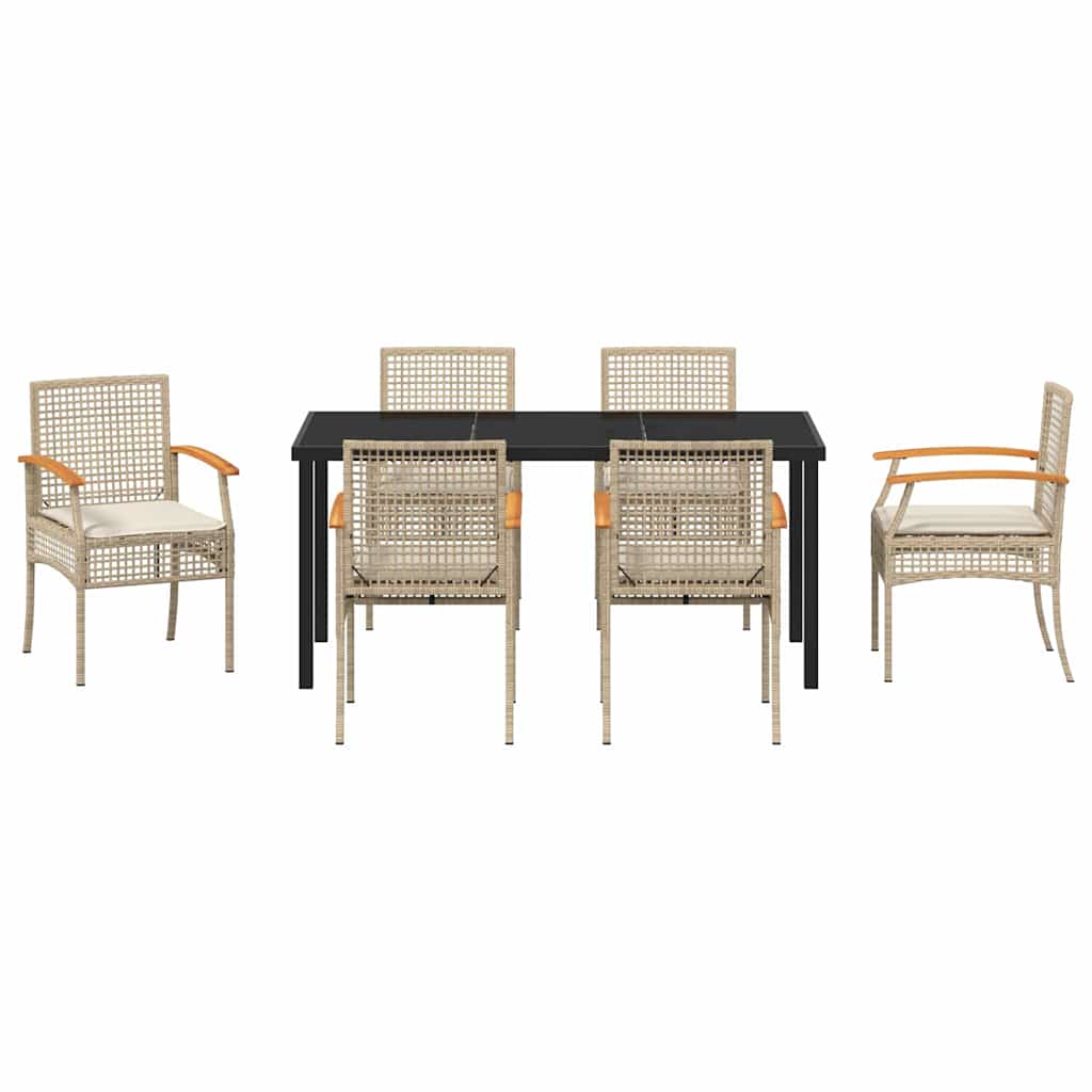 Have Spisebordssæt 7 pcs Beige polyrattan