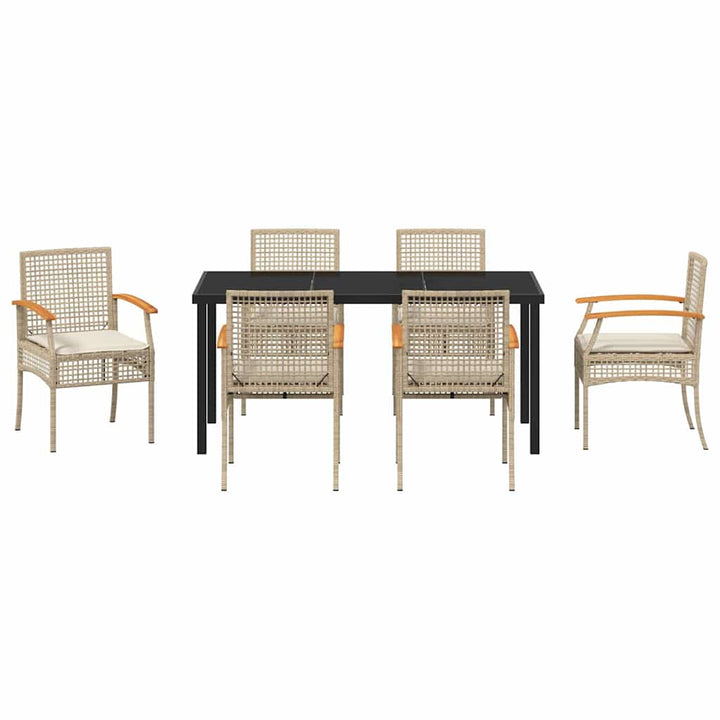 Have Spisebordssæt 7 pcs Beige polyrattan