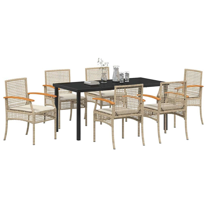 Have Spisebordssæt 7 pcs Beige polyrattan