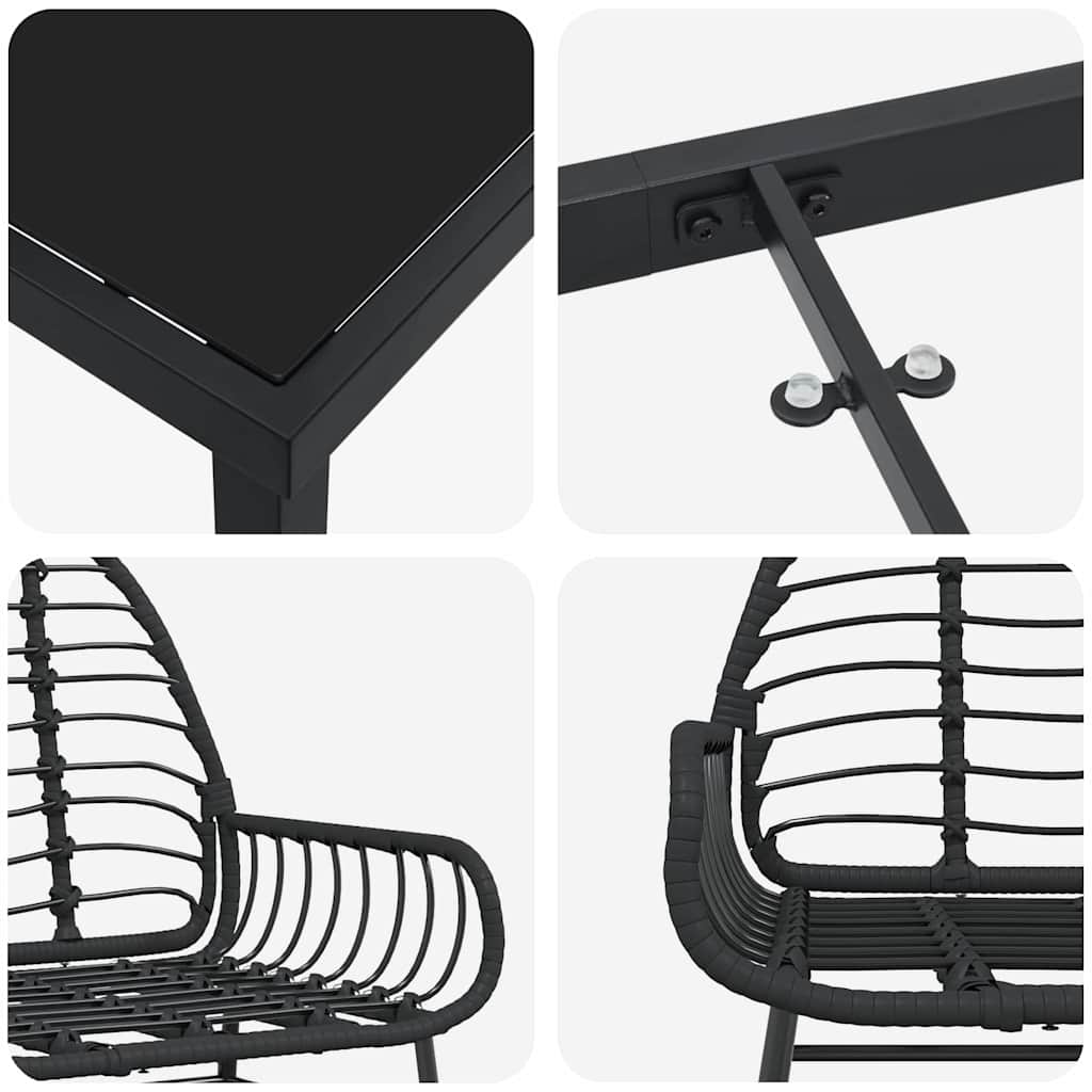 Have Spisebordssæt 3 pcs Sort polyrattan