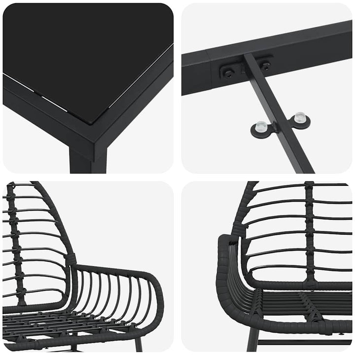 Have Spisebordssæt 3 pcs Sort polyrattan