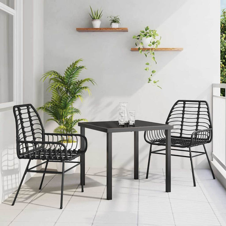 Have Spisebordssæt 3 pcs Sort polyrattan